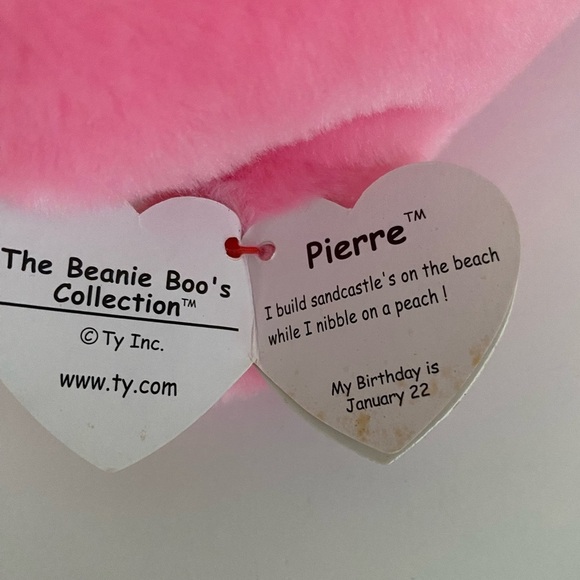 PIERRE the Pink Seal 8" TY Beanie Boos Plush Collectible - Picture 7 of 7